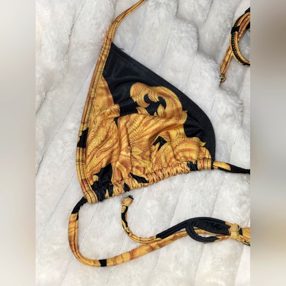 Versace Women's Gold & Black Barocco Bikini Top NWT - Picture 3 of 5